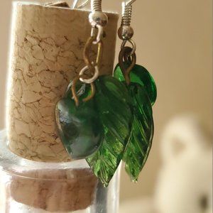Leaf and heart earrings